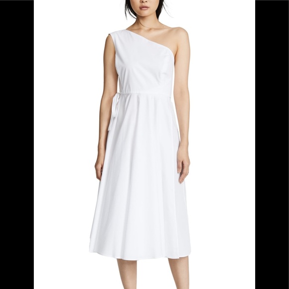 Rosetta Getty One-Shoulder Pleated Cotton Midi Dre - Picture 6 of 6